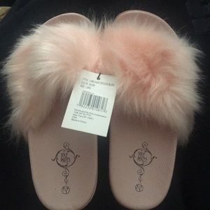 Pink Fluffy slide sandals